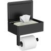 imageFORIOUS Toilet Paper Holder with Shelf SUS304 Stainless Steel Wall Mount Toilet Paper Roll Holder Flushable Wipes Dispenser Fits for Bathroom Wipe Storage Bathroom Organizer Brushed NickelMatte Black