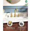 imageFORIOUS 2 Pack Black Bathroom Faucet 3 Hole 8quot Widespread Matte Black Bathroom Sink Faucet with 360Swivel Spout Suitable for 612 Inch Vanity Sink with Metal Popup Drain and Supply LineBrushed Gold  2