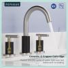imageFORIOUS 8 Inch Widespread Brushed Gold Bathroom Faucet 3 Hole 2 Handle Gold Sink Faucet Bathroom Vanity with 360 Degree Swivel Spout with Pop Up Drain and cUPC Supply Line for 6 to 12 in SinkStainless SteelBlack