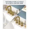imageFORIOUS 8 Inch Widespread Brushed Gold Bathroom Faucet 3 Hole 2 Handle Gold Sink Faucet Bathroom Vanity with 360 Degree Swivel Spout with Pop Up Drain and cUPC Supply Line for 6 to 12 in SinkBrushed Gold  2