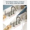 imageFORIOUS 8 Inch Widespread Brushed Gold Bathroom Faucet 3 Hole 2 Handle Gold Sink Faucet Bathroom Vanity with 360 Degree Swivel Spout with Pop Up Drain and cUPC Supply Line for 6 to 12 in SinkStainless Steel  2
