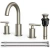imageFORIOUS 8 Inch Widespread Brushed Gold Bathroom Faucet 3 Hole 2 Handle Gold Sink Faucet Bathroom Vanity with 360 Degree Swivel Spout with Pop Up Drain and cUPC Supply Line for 6 to 12 in SinkStainless Steel