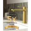 imageFORIOUS Gold Bathroom Faucet 1 Hole Single Hole Brushed Gold Bathroom Faucet Single Handle with 12 GPM WaterSaving Aerator Pop Up Drain and Hose Modern Restroom Sink Tap with Deck Plate VanityBrushed Gold
