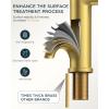 imageFORIOUS Gold Bathroom Faucet 1 Hole Single Hole Brushed Gold Bathroom Faucet Single Handle with 12 GPM WaterSaving Aerator Pop Up Drain and Hose Modern Restroom Sink Tap with Deck Plate VanityBrushed Gold