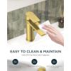 imageFORIOUS Gold Bathroom Faucet 1 Hole Single Hole Brushed Gold Bathroom Faucet Single Handle with 12 GPM WaterSaving Aerator Pop Up Drain and Hose Modern Restroom Sink Tap with Deck Plate VanityBrushed Gold