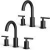 imageFORIOUS 2 Pack Black Bathroom Faucet 3 Hole 8quot Widespread Matte Black Bathroom Sink Faucet with 360Swivel Spout Suitable for 612 Inch Vanity Sink with Metal Popup Drain and Supply LineMatte Black  2