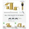 imageFORIOUS Black and Gold Bathroom Faucets 3 Hole Two Handle 8 Inch Widespread Lavatory Vanity Bathroom Sink Faucet with CUPC Hose and Metal Popup Drain Waterfall SpoutBrushed Gold