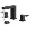 imageFORIOUS 8 Inch Widespread Black and Gold Bathroom Faucet Square 2 Handle 6 Inch Matte Black Faucets for Bathroom Sink 3 Hole 810 Inch Vanity Sink with Popup Drain Hot and Cold Water HosesMatte Black
