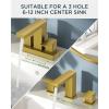 imageFORIOUS 2 Pack Gold Bathroom Faucet 3 Hole Square 2 Handle 8 in Widespread Brushed Gold Bathroom Sink Faucet 3 Hole with Metal Drain 24 CUPC Supply Lines and Spare AeratorBrushed Gold  2