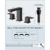imageFORIOUS 2 Pack Gold Bathroom Faucet 3 Hole Square 2 Handle 8 in Widespread Brushed Gold Bathroom Sink Faucet 3 Hole with Metal Drain 24 CUPC Supply Lines and Spare AeratorOil Rubbed Bronze