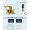 imageFORIOUS 2 Pack Gold Bathroom Faucet 3 Hole Square 2 Handle 8 in Widespread Brushed Gold Bathroom Sink Faucet 3 Hole with Metal Drain 24 CUPC Supply Lines and Spare AeratorBrushed Gold