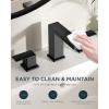 imageFORIOUS 2 Pack Gold Bathroom Faucet 3 Hole Square 2 Handle 8 in Widespread Brushed Gold Bathroom Sink Faucet 3 Hole with Metal Drain 24 CUPC Supply Lines and Spare AeratorMatte Black  2
