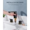 imageFORIOUS 2 Pack Gold Bathroom Faucet 3 Hole Square 2 Handle 8 in Widespread Brushed Gold Bathroom Sink Faucet 3 Hole with Metal Drain 24 CUPC Supply Lines and Spare AeratorBlackGold