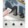 imageFORIOUS 2 Pack Gold Bathroom Faucet 3 Hole Square 2 Handle 8 in Widespread Brushed Gold Bathroom Sink Faucet 3 Hole with Metal Drain 24 CUPC Supply Lines and Spare AeratorOil Rubbed Bronze