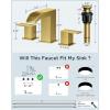 imageFORIOUS 2 Pack Square Brushed Gold Bathroom Faucets 3 Hole Waterfall 8 Inch Widespread Bathroom Sink Faucet with Metal Popup Drain and Supply Lines Two Handles for Vanity Lavatory RestroomBrushed Gold 2