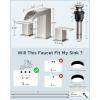 imageFORIOUS 2 Pack Square Brushed Gold Bathroom Faucets 3 Hole Waterfall 8 Inch Widespread Bathroom Sink Faucet with Metal Popup Drain and Supply Lines Two Handles for Vanity Lavatory RestroomStainless Steel 2