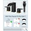 imageFORIOUS 2 Pack Square Brushed Gold Bathroom Faucets 3 Hole Waterfall 8 Inch Widespread Bathroom Sink Faucet with Metal Popup Drain and Supply Lines Two Handles for Vanity Lavatory RestroomBlack and Gold