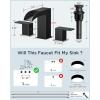 imageFORIOUS 2 Pack Square Brushed Gold Bathroom Faucets 3 Hole Waterfall 8 Inch Widespread Bathroom Sink Faucet with Metal Popup Drain and Supply Lines Two Handles for Vanity Lavatory RestroomBlack and Brushed Nickel