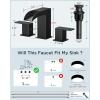 imageFORIOUS 2 Pack Square Brushed Gold Bathroom Faucets 3 Hole Waterfall 8 Inch Widespread Bathroom Sink Faucet with Metal Popup Drain and Supply Lines Two Handles for Vanity Lavatory RestroomMatte Black 2