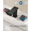 imageFORIOUS Brushed Gold Bathroom Sink Faucets 3 Hole Widespread 2 Handles Bathroom Faucet with Popup Drain and Flexible Hot and Cold Water Hoses Suitable for Vanity RV Restroom 2 PackBlack and Nickel