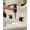 imageFORIOUS Brushed Gold Bathroom Sink Faucets 3 Hole Widespread 2 Handles Bathroom Faucet with Popup Drain and Flexible Hot and Cold Water Hoses Suitable for Vanity RV Restroom 2 PackBlack and Gold