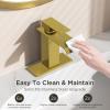 imageFORIOUS Brushed Gold Bathroom Sink Faucets 3 Hole Widespread 2 Handles Bathroom Faucet with Popup Drain and Flexible Hot and Cold Water Hoses Suitable for Vanity RV Restroom 2 PackBrushed Gold