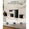 imageFORIOUS Brushed Gold Bathroom Sink Faucets 3 Hole Widespread 2 Handles Bathroom Faucet with Popup Drain and Flexible Hot and Cold Water Hoses Suitable for Vanity RV Restroom 2 PackBlack and Gold