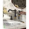 imageFORIOUS Brushed Nickel Bathroom Sink Faucet 3 Holes 2 Handle Widepsread Antique Faucet for Bathroom Sink with PopUp Drain and Water Supplies for Commercial Vanity Lavatory Restroom FarmhouseOil Rubbed Bronze