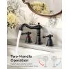 imageFORIOUS Brushed Nickel Bathroom Sink Faucet 3 Holes 2 Handle Widepsread Antique Faucet for Bathroom Sink with PopUp Drain and Water Supplies for Commercial Vanity Lavatory Restroom FarmhouseOil Rubbed Bronze