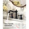 imageFORIOUS Brushed Nickel Bathroom Sink Faucet 3 Holes 2 Handle Widepsread Antique Faucet for Bathroom Sink with PopUp Drain and Water Supplies for Commercial Vanity Lavatory Restroom FarmhouseMatte Black
