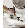 imageFORIOUS Brushed Nickel Bathroom Sink Faucet 3 Holes 2 Handle Widepsread Antique Faucet for Bathroom Sink with PopUp Drain and Water Supplies for Commercial Vanity Lavatory Restroom FarmhouseMatte Black