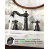 imageFORIOUS Brushed Nickel Bathroom Sink Faucet 3 Holes 2 Handle Widepsread Antique Faucet for Bathroom Sink with PopUp Drain and Water Supplies for Commercial Vanity Lavatory Restroom FarmhouseOil Rubbed Bronze