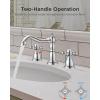 imageFORIOUS Brushed Nickel Bathroom Sink Faucet 3 Holes 2 Handle Widepsread Antique Faucet for Bathroom Sink with PopUp Drain and Water Supplies for Commercial Vanity Lavatory Restroom FarmhouseChrome