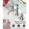 imageFORIOUS Brushed Nickel Bathroom Sink Faucet 3 Holes 2 Handle Widepsread Antique Faucet for Bathroom Sink with PopUp Drain and Water Supplies for Commercial Vanity Lavatory Restroom FarmhouseStainless Steel