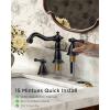 imageFORIOUS Brushed Nickel Bathroom Sink Faucet 3 Holes 2 Handle Widepsread Antique Faucet for Bathroom Sink with PopUp Drain and Water Supplies for Commercial Vanity Lavatory Restroom FarmhouseMatte Black