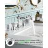imageFORIOUS Brushed Nickel Bathroom Sink Faucet 3 Holes 2 Handle Widepsread Antique Faucet for Bathroom Sink with PopUp Drain and Water Supplies for Commercial Vanity Lavatory Restroom FarmhouseChrome