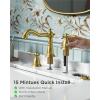 imageFORIOUS Brushed Nickel Bathroom Sink Faucet 3 Holes 2 Handle Widepsread Antique Faucet for Bathroom Sink with PopUp Drain and Water Supplies for Commercial Vanity Lavatory Restroom FarmhouseGold