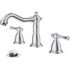 imageFORIOUS Brushed Nickel Bathroom Sink Faucet 3 Holes 2 Handle Widepsread Antique Faucet for Bathroom Sink with PopUp Drain and Water Supplies for Commercial Vanity Lavatory Restroom FarmhouseChrome