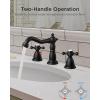 imageFORIOUS Brushed Nickel Bathroom Sink Faucet 3 Holes 2 Handle Widepsread Antique Faucet for Bathroom Sink with PopUp Drain and Water Supplies for Commercial Vanity Lavatory Restroom FarmhouseMatte Black