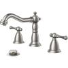 imageFORIOUS Brushed Nickel Bathroom Sink Faucet 3 Holes 2 Handle Widepsread Antique Faucet for Bathroom Sink with PopUp Drain and Water Supplies for Commercial Vanity Lavatory Restroom FarmhouseStainless Steel