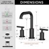 imageFORIOUS Matte Black Bathroom Faucet 3 Hole Widespread 8 Inch Bathroom Sink Faucets TwoHandle with Pop Up Drain and Water Supplies for Vanity Restroom RV Lavatory Sink