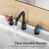imageFORIOUS Matte Black Bathroom Faucet 3 Hole Widespread 8 Inch Bathroom Sink Faucets TwoHandle with Pop Up Drain and Water Supplies for Vanity Restroom RV Lavatory Sink