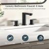 imageFORIOUS Matte Black Bathroom Faucets 3 Hole 8 Inch Widespread Bathroom Sink Faucet with Popup Drain and cUPC Supply Lines for Basin Vanity Laundry Room and RestroomMatte Black