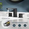 imageFORIOUS Matte Black Bathroom Faucets 3 Hole 8 Inch Widespread Bathroom Sink Faucet with Popup Drain and cUPC Supply Lines for Basin Vanity Laundry Room and RestroomMatte Black