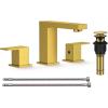 imageFORIOUS Matte Black Bathroom Faucets 3 Hole 8 Inch Widespread Bathroom Sink Faucet with Popup Drain and cUPC Supply Lines for Basin Vanity Laundry Room and RestroomBrushed Gold