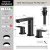 imageFORIOUS Matte Black Bathroom Faucets 3 Hole 8 Inch Widespread Bathroom Sink Faucet with Popup Drain and cUPC Supply Lines for Basin Vanity Laundry Room and RestroomMatte Black