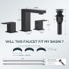 imageFORIOUS Matte Black Bathroom Faucets 3 Hole 8 Inch Widespread Bathroom Sink Faucet with Popup Drain and cUPC Supply Lines for Basin Vanity Laundry Room and RestroomMatte Black