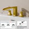 imageFORIOUS Waterfall Black Bathtub Faucet Set 3 Hole 2 Handle Deck Mount Roman Tub Faucet Widespread with PreInstalled Water Hose for Garden BathtubBrushed Gold