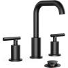 imageFORIOUS Matte Black Bathroom Faucet 3 Hole Widespread 8 Inch Bathroom Sink Faucets TwoHandle with Pop Up Drain and Water Supplies for Vanity Restroom RV Lavatory Sink