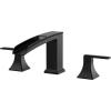 imageFORIOUS Waterfall Black Bathtub Faucet Set 3 Hole 2 Handle Deck Mount Roman Tub Faucet Widespread with PreInstalled Water Hose for Garden BathtubMatte Black
